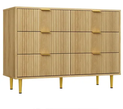 Image de Commode à 6 tiroirs, dimensions 100 x 40 x 75 cm, en chêne naturel
