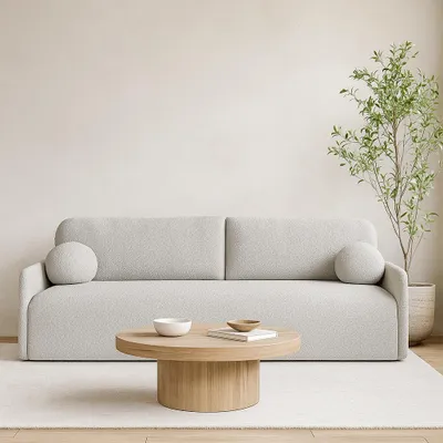 Produktbild von Schlafsofa GLORI 206x87 cm mit Schlaffunktion und Bettkasten, komfortabel Sofa mit MOS system - QUELLE 83 Hellgrau