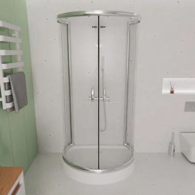 Produktbild von ECOLAM Duschkabine + Duschwanne U Form 100 x 80 cm Duschtasse Halbkreis Duschset Siphon
