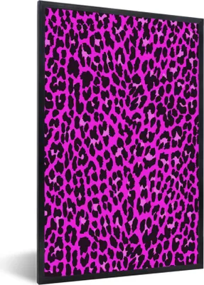Produktbild von MuchoWow® Gerahmtes Poster Leopard - Pelz - Rosa 40x60 cm - Poster mit Schwarzem Bilderrahmen Wandposter Rahmen Foto Bilder - Papierdruck - Wandbilder