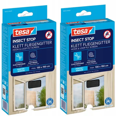Produktbild von TESA Standard Fenster Fliegengitter mit Klettband Schwarz 1,3x1,5m