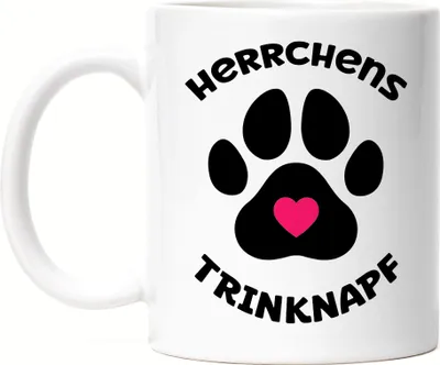 Produktbild von Herrchens Trinknapf Tasse Weiß Hund Hunde Pfote Liebe Hundeliebhaber Tierliebe Vierbeiner Hundepfote Haustier