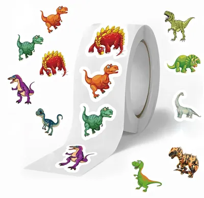 Immagine prodotto di Adesivi a tema dinosauri, 500 pezzi, 10 modelli, adesivi colorati per bambini