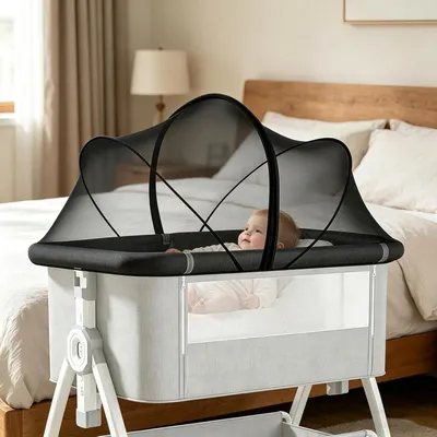 Obrázok produktu pre Moskytiéra pre detské postieľky 60 x 105 cm, skladacia, univerzálna sieť proti hmyzu, čierna