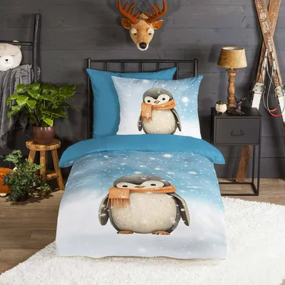 Produktbild von Traumschlaf Flanell Bettwäsche Pinguin 135x200 cm + 80x80 cm