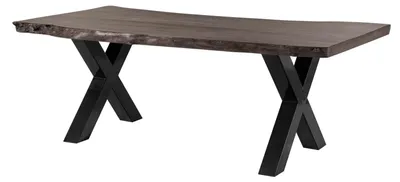Produktbild von MASSIVMOEBEL24.DE Baumtisch Akazie 180x90x77 grau lackiert / X-Beine anthrazit glänzend FREEFORM 5