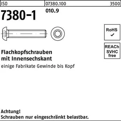 Produktbild von Reyher  ISO 7380 Flachkopfschr. 6 x 6 Güte 10.9 (500 Stück)