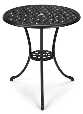 Immagine prodotto di Tavolo da giardino - Tavolo rotondo da bistrot - Diametro 60 cm - Alluminio - Foro per ombrellone - Effetto anticato - Nero