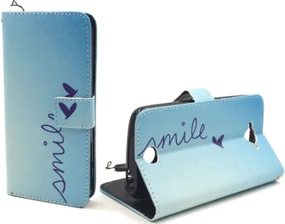 Produktbild von Handyhülle Tasche für Handy Acer Liquid Z530 Schriftzug Smile Blau