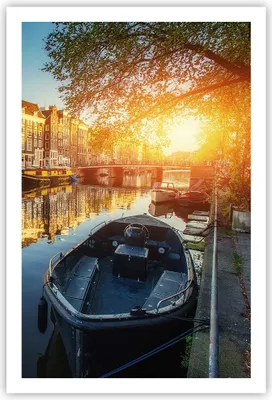 Produktbild von Poster - Poster ohne Rahmen - Kanal Boot Amsterdam Wasser - 61x91,5 cm - Wand Bild - Wanddeko - Wandbilder - Kunstposter - Wandposter - Bilder - Kunstdruck - Wanddekoration - Wandbild P2XPA61x91-2857