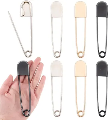 Produktbild von Sicherheitsnadeln groß, 6 Stück, Legierung, 3 Farben, für Kleidung