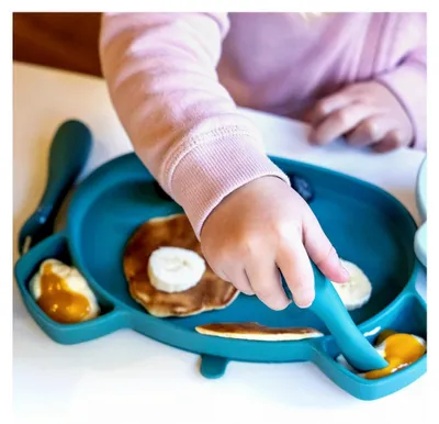 Produktbild von Esslernbesteck mit Hülle - Babybesteck zum Selbstessen, ab 6 Monaten, Blau