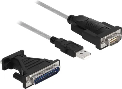 Produktbild von Delock Adapter USB 2.0 Typ-A zu 1 x Seriell RS-232 D-Sub 9 + Adapter D-Sub 25
