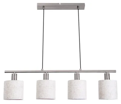 Produktbild von Pendelleuchte - 4er Pendelleuchte "MARON", Hängelampe im Klassik Stil, ausMetall und Textilmaterial in natur, 140 cm hoch, Maße 71,5 x 12 cm, E14-Fassung
