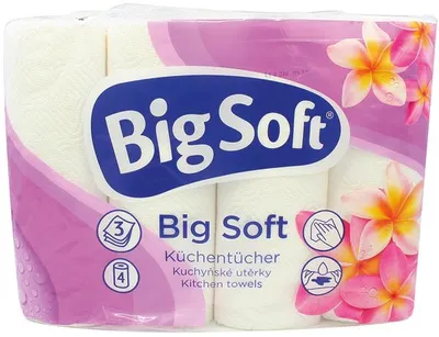 Image de Rouleau de papier essuie-tout BIG SOFT, 3 couches, 4 x 45 feuilles, 25,5 cm