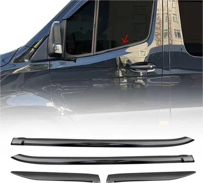 Image de Garniture de Fenêtre pour Mercedes Sprinter 2018-2025 Acier Inox Foncé 4Pcs