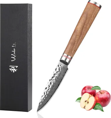 Produktbild von Wakoli Nussbaum Damast Officemesser I 9 cm Klinge I Nussbaumholzgriff