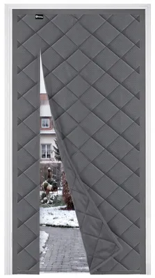 Produktbild von Türvorhang blickdicht Grau Thermovorhang mit Magnetverschluss Seitlich zu öffnen ohne Bohren Kälteschutz für Balkontür und Tür 100x210cm