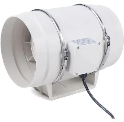 Image de Ventilateur tubulaire - Ventilateur d'extraction en ligne - Débit d'air 900 m³/h - 220 V - 2 600 tr/min - 60 dB - Dimensions 30,3 × 24,5 × 24,5 cm - Montage mural ou sur conduit - Blanc