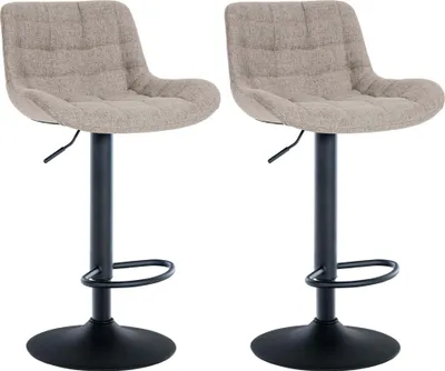 Produktbild von CLP 2er Set Barhocker Tover 360° drehbar und in der Höhe verstellbar taupe Material Stoff