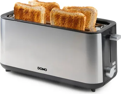 Obrázek produktu pro Domo DO967T, 4 krajíců, Nerezová ocel, Nerezová ocel, Knoflíky, Páčka, Otočné, 1350 W, 453 mm