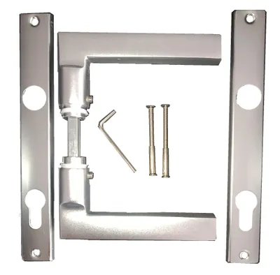 Produktbild von Garten Tor Tür Beschlag Drücker / Klinken Set inkl. Langschilder Aluminium