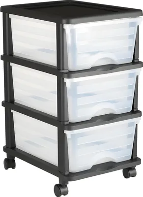 Image de SucceBuy Chariot à tiroirs avec 3 tiroirs spacieux (17 L chacun), organiseur mobile avec des récipients transparents pour le bureau, le bricolage et la salle de classe