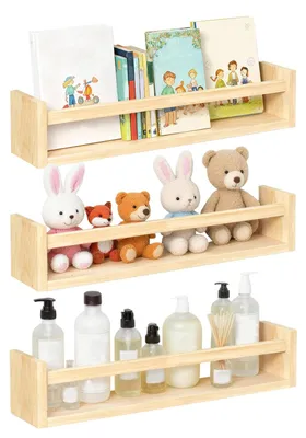 Produktbild von Wandregal aus Holz, schwebendes Regal, Set aus Naturholz – Schwebendes Regal für kreative Aufbewahrung und Dekoration in jedem Raum, Wandregal