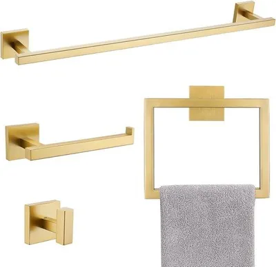 Produktbild von Badkamerset 4-teilig in gebürstetem Gold - Wandmontierte Accessoires