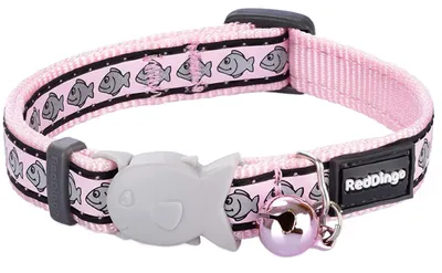 Produktbild von Hellrosa rückstrahlendes Halsband mit Glöckchen für Katze 12mm