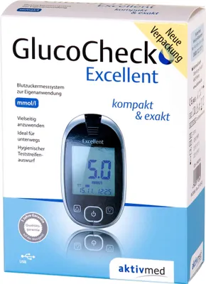 Immagine prodotto di Misuratore di glicemia GlucoCheck Excellent Setmmol/l, 1 pz