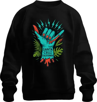 Immagine prodotto di Santa Cruz California Shaka Zombiehand Tropisch Vintage Skate Unisex Felpa Pullover, Schwarz, M