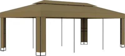 Produktbild von Pavillon mit Doppeldach 3x6 m Taupe 180 g/m²