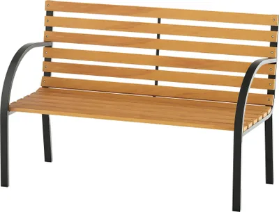 Produktbild von Outsunny Gartenbank Sitzbank Bank 2-Sitzer Garten Stahl+Kiefernholz Natur