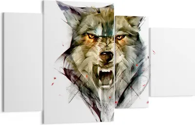 Produktbild von Bild auf Leinwand - Leinwandbild - Wolf Tier Wald - 120x70cm - Wand Bild - Wanddeko - Wandbilder - Leinwanddruck - Bilder - Kunstdruck - Wanddekoration - Leinwand bilder - Wandkunst - DL120x70-4070