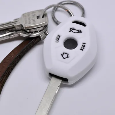 Immagine prodotto di Chiave auto Copertura protettiva in silicone bianco compatibile con BMW Serie 3 E46 X3 E83 X5 E53 Z8 E52 Serie 5 E61 Z4 E85 E86 dal 1998 Telecomando a 3 pulsanti