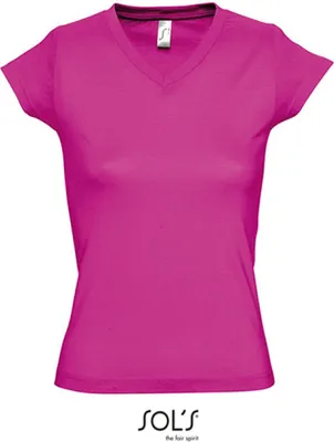 Produktbild von SOLs 11388 | Ladies V-Neck Moon Damen T-Shirt - Farbe: Fuchsia - Größe: XL
