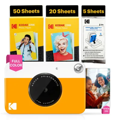 Produktbild von Kodak Printomatic Sofortbildkamera – 75 Blatt Paket – 5MP – Zink 2x3 Fotos – Tra
