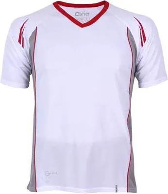 Zdjęcie produktu dla CONA SPORTS CS06 | Koszulka sportowa Club Tech + certyfikat Ökotex - Kolor: Biały/czerwony - Rozmiar: M