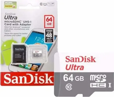 Produktbild von SanDisk Ultra® microSDHC™ UHS-I Speicherkarte + Adapter– 64 GB