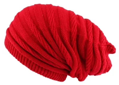 Zdjęcie produktu dla Długa czerwona czapka beanie na zimę