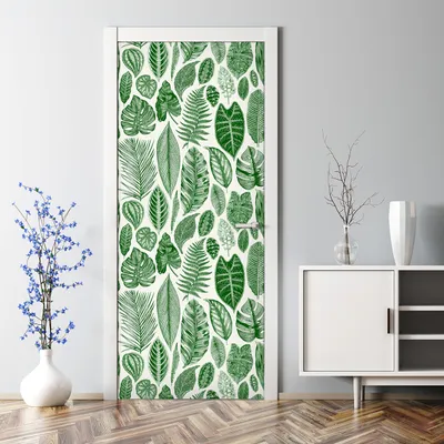Produktbild von Dekorative Türaufkleber Raumdekoration selbstklebend Klebefolie Türposter Grüne Blätter 77 x 200 cm