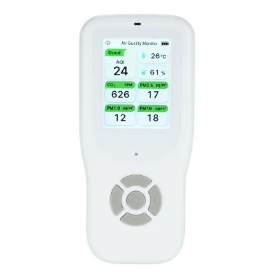 Zdjęcie produktu dla monitor jakości powietrza 9 w 1, tester CO2 AQI/CO2/PM2.5/PM1.0/PM10/HCHO/TVOC/czujnik temperatury/wilgotności, monitorowanie w czasie rzeczywistym