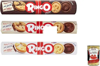 Produktbild von Italian Gourmet Ringo Doppelkekse Mix 3 Sorten Vanille Kakao Haselnuss 12x165 g Gefüllte Kekse Ohne Palmöl Italienische Süßwaren Vorratspackung Snack Familie + Italian Gourmet Polpa
