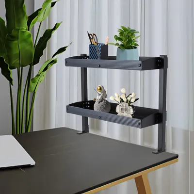Produktbild von Schreibtischregal mit Klemmvorrichtung, 2-stufiges Schreibtisch mit Klemmvorrichtung, Schwarz