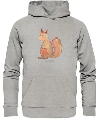 Produktbild von Mr. & Mrs. Panda Bio Hoodie Einhorn Glauben Größe XS - Heather Grey - Geschenk, Eichhorn, Sweatshirt, Einhörnchen, Pullover, Pulli, Einhörner, Unicorn, Kapuzenpulli
