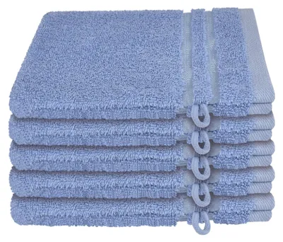 Produktbild von SCHIESSER Waschhandschuhset Milano | Einfarbig | 5-teilig | 100% Baumwolle | Weich & Saugstark | 16x22 cm | Hellblau