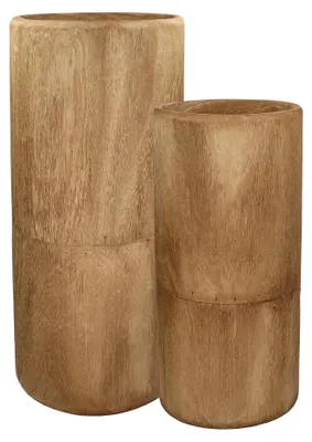 Produktbild von Pomax Pure 2er-Set Vasen aus Paulowniaholz, Rostbraun, Ø 22/28 x H 50/65 cm