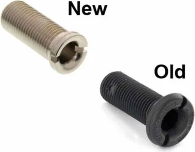 Two plumbing fittings, labeled 'New' and 'Old', are shown against a white background.