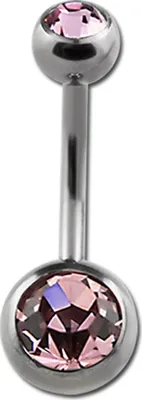 Produktbild von Bauchnabelpiercing Titan Titanium Zirkonia Kristalle Strass Banane Belly Banana  11 mm